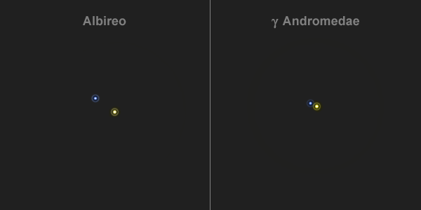 Albireo ja Gamma Andromedae teleskoobis