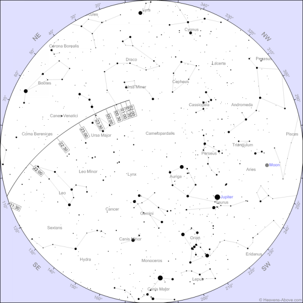 Asteroid 2012 AD14 möödalennu taevakaart Tartu 