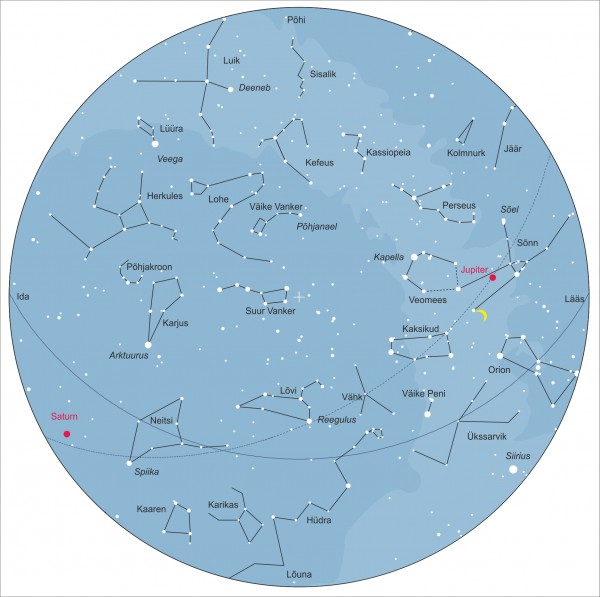 Tähistaevas 15.aprillil kell 22.00. Pilt: Helle Jaaniste