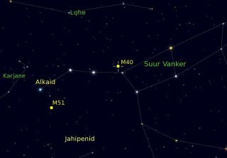 Pilt 14. "Messier' eksitus" M40 Suures Vankris ja spiraalgalaktika M51 Jahipenides.