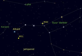 Pilt 14. "Messier' eksitus" M40 Suures Vankris ja spiraalgalaktika M51 Jahipenides.