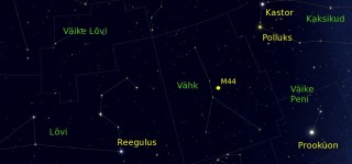 Pilt 9. Vähi tähtkujus asub hele hajusparv Sõim - M44.