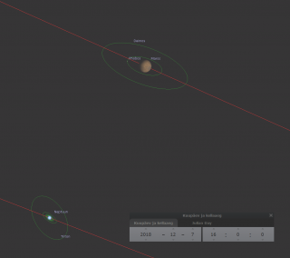 Marsi ja Neptuuni vähim kaugus 2018. aasta detsembris. Pilt: Stellarium