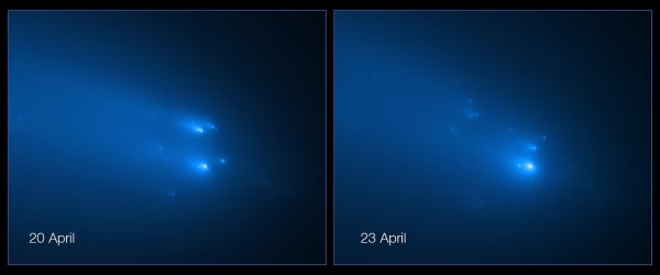 Nendel Hubble kosmoseteleskoobi lähivõtetel Atlase lagunenud tuumast on eristav umbes 30 pisemat fragmenti.