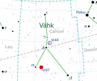 Hajusparved M44 (Sõim) ja M67 Vähi tähtkujus